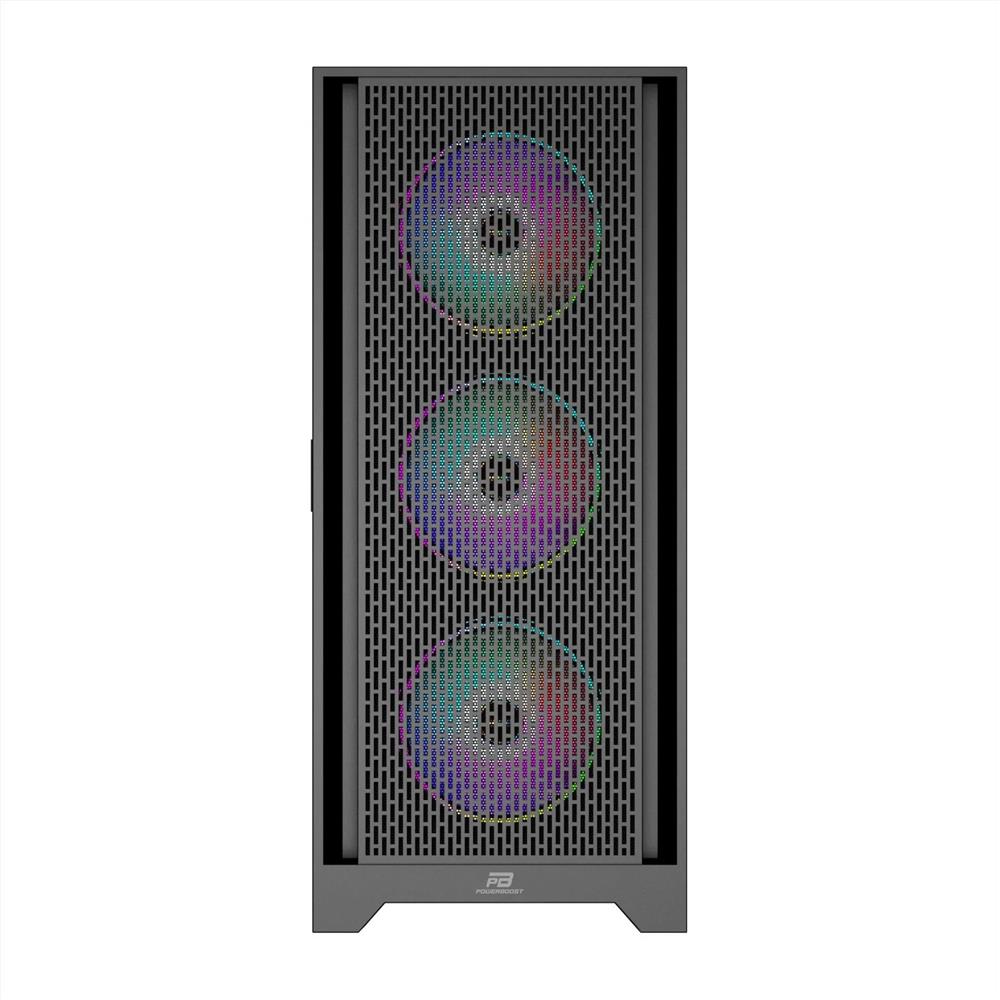 PowerBoost PB-PS5846B 600W ATX USB 3.0 Rainbow Fanlı Mesh Gaming Siyah Kasa 