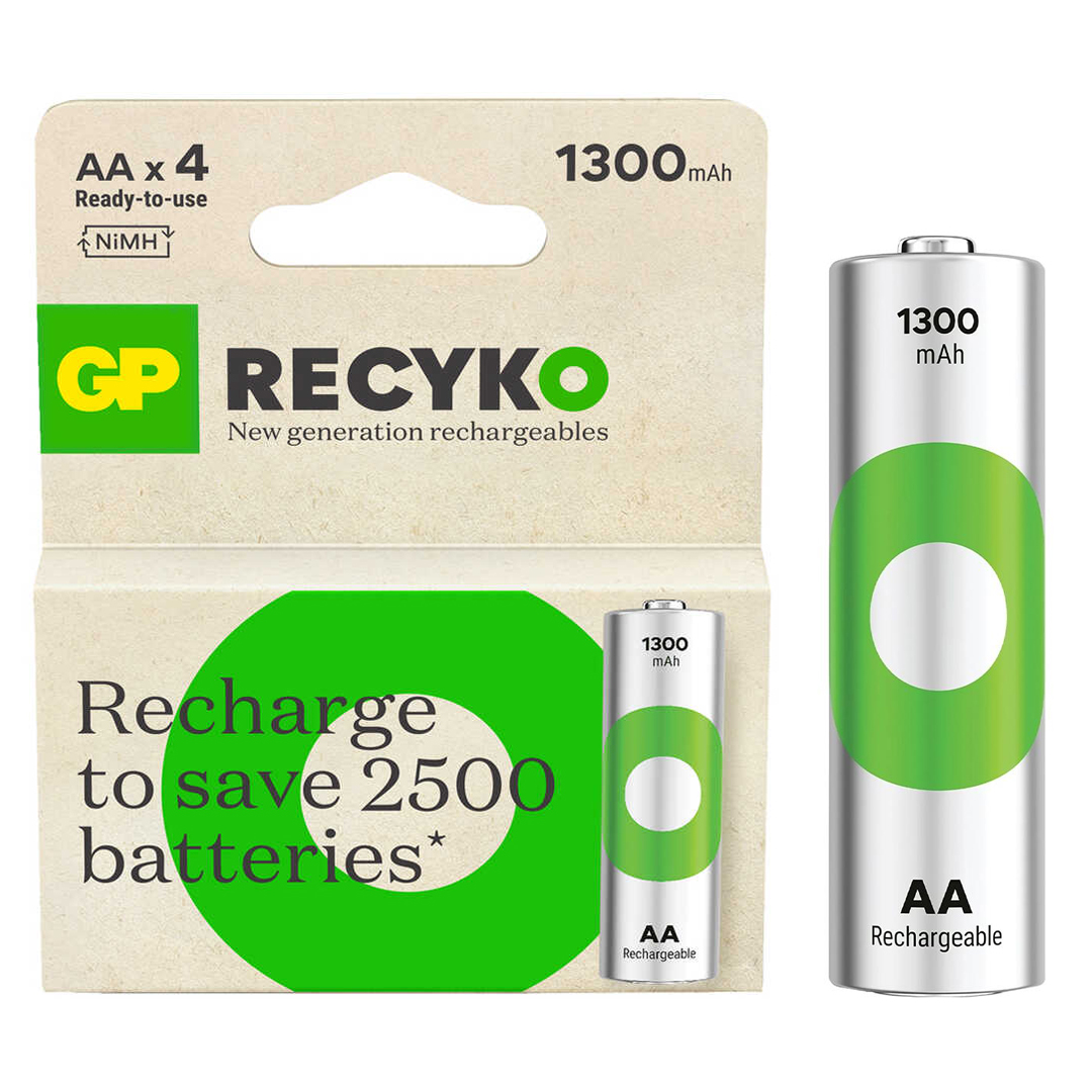 GP RECYKO 1300 MAH NI-MH R6 ŞARJLI AA 4LÜ KALEM PİL