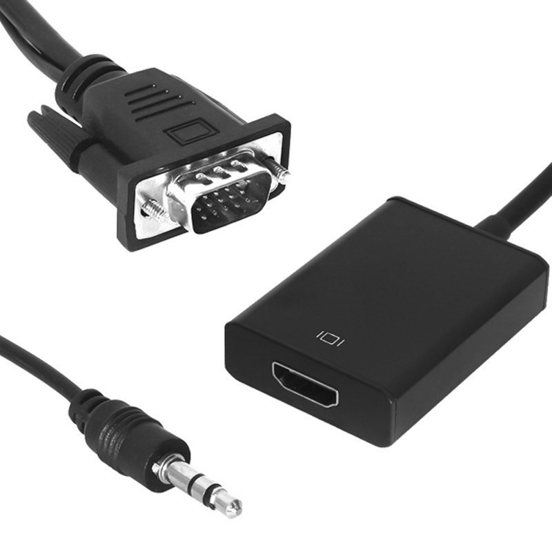 POWERMASTER PM-18637 VGA ERKEK TO HDMI DİŞİ SES GİRİŞLİ VGA TO HDMI DÖNÜŞTÜRÜCÜ KABLO