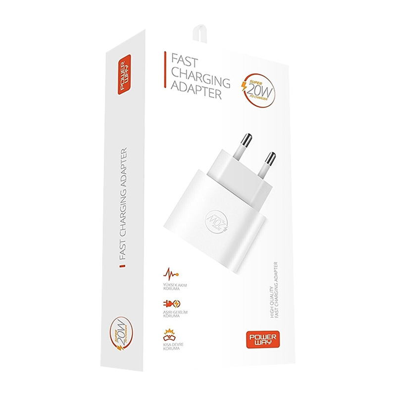 POWERWAY RX20 PD 20W IPHONE X-11-12-13 PRO PRO MAX UYUMLU TYPE-C HIZLI ŞARJ BAŞLIĞI