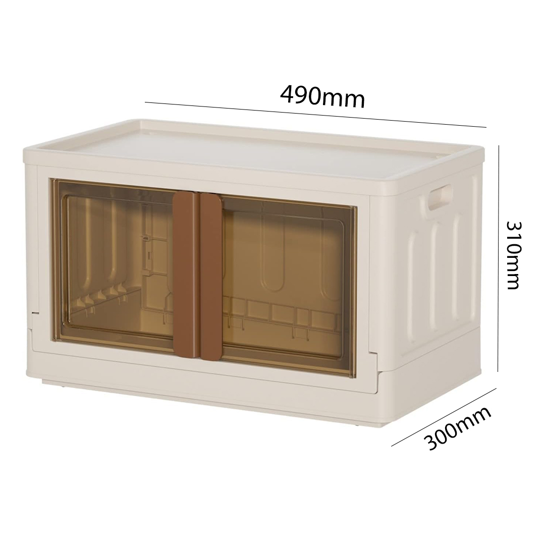 SUNUP SN-25882 31X49X30CM 32L KATLANABİLİR PLASTİK SAKLAMA KUTUSU KAHVERENGİ KAPAKLI TEKERLEKLİ