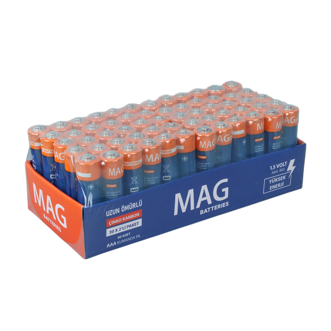 MAG BATTERIES MG-26172 KARBON ÇİNKO AAA 60LI İNCE KALEM KUMANDA PİLİ (R03 UM-3)