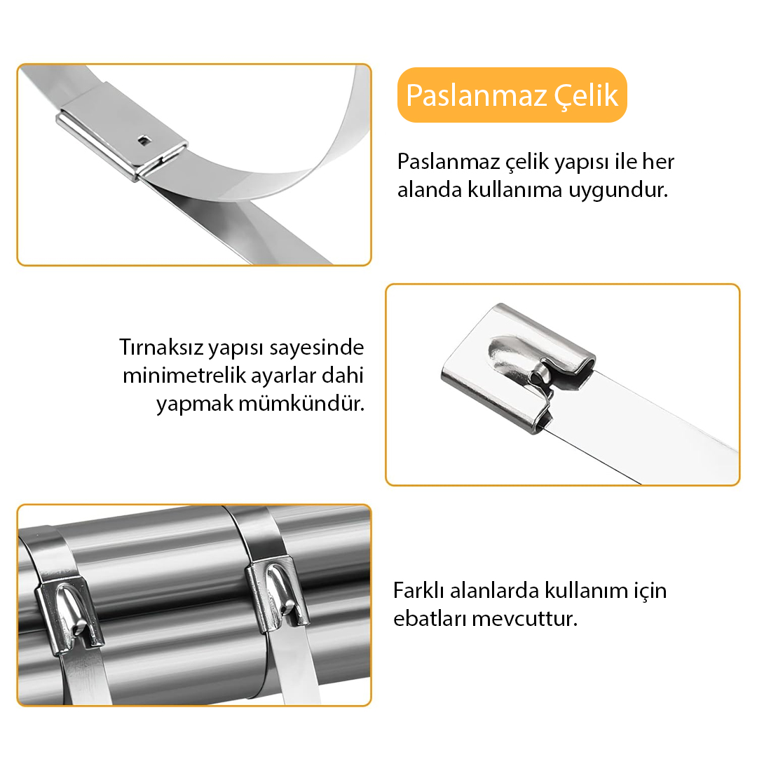 POWERMASTER PM-26359 304 PASLANMAZ ÇELİK KABLO BAĞI 4.6X200MM 100LÜK PAKET