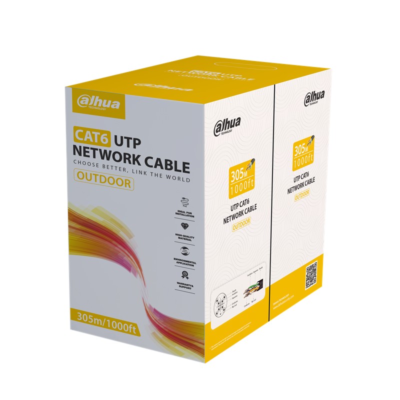 DAHUA DH-PFM920-6UN U/UTP 305 METRE 24AWG %100 BAKIR PE DIŞ ORTAM OUTDOOR SİYAH RENK CAT6 KABLO 