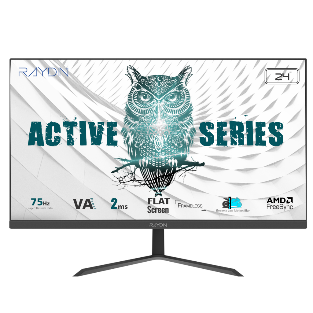 RAYDIN ALISA, 24", 2ms, 75Hz, Full HD, D-Sub, HDMI, Frameless, VA LED Monitör (Siyah)