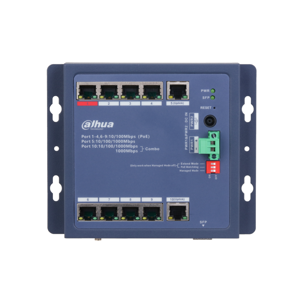 DAHUA CHS4110-8ET-90-F, 8 Port, Megabit, PoE 90W, 1 Port Uplink, 1 Port Combo, Cloud Yönetilebilir, Switch