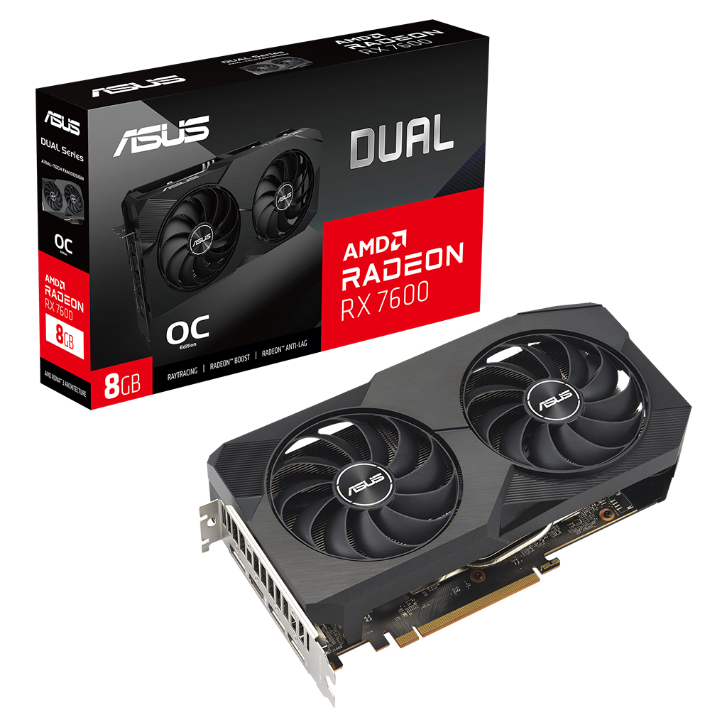 ASUS DUAL-RX7600-O8G, 8Gb, 128Bit, GDDR6, 1xHDMI, 3xDP, GAMING Ekran Kartı