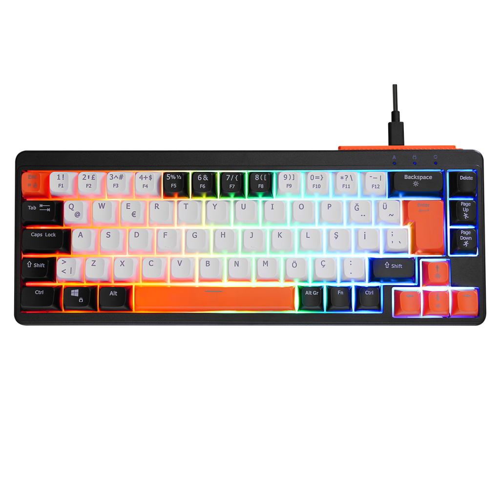 ACER eMachines, EAK810, Siyah, USB Kablolu, Rainbow Backlight, Membran Renkli Tuşlar, Türkçe Q, 68 Tuşlu, Gaming Klavye