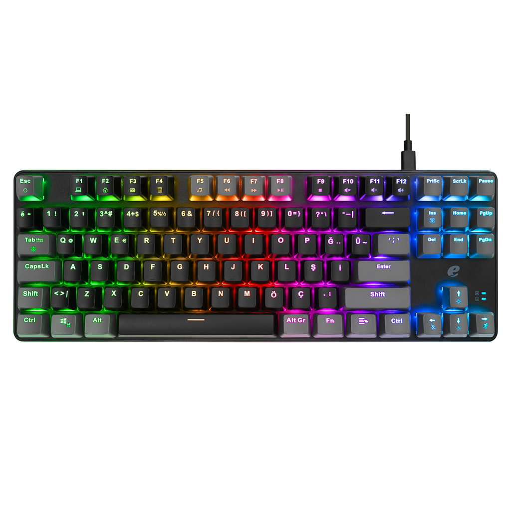 ACER eMachines, EAK87, Siyah/Gri, USB Kablolu, RGB Backlight, RED Switch, Mekanik, Türkçe Q, 87 Tuşlu, Gaming Klavye