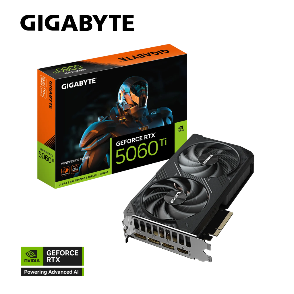 GIGABYTE GV-N506TWF2OC-16GD, RTX5060TI, WINDFORCE OC, 16Gb, GDDR7, 128BIT, 2 Fanlı, 1xHDMI, 3xDP, GAMING Ekran KARTI
