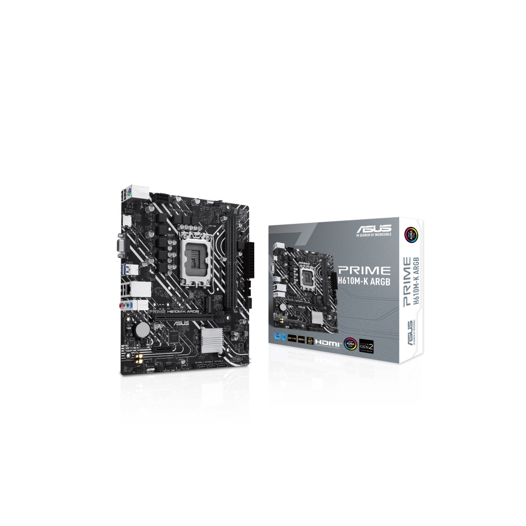 ASUS PRIME H610M-K ARGB, 2xDDR5, M.2,D-SUB, HDMI,12-13.Nesil, LGA1700 Soket, Anakart