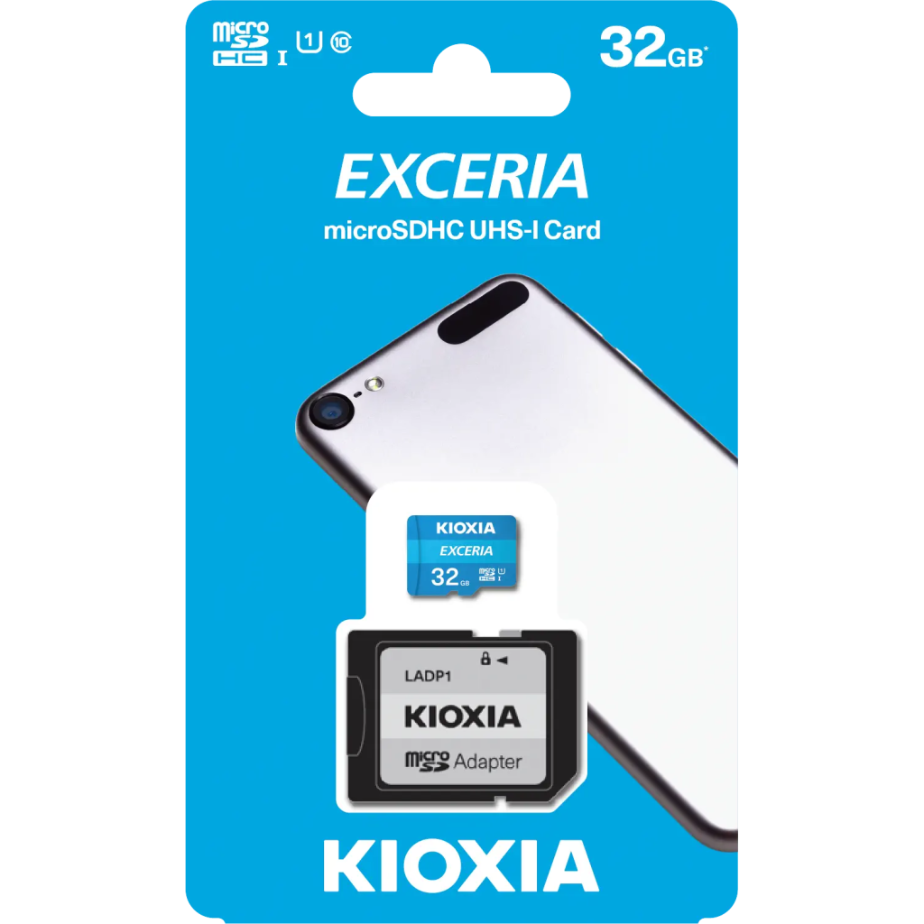 KIOXIA 32GB Exceria, LMEX1L032GG2, UHS-1,  CL10, 100Mb/s, MicroSD Kart Bellek (SD Adaptörlü)
