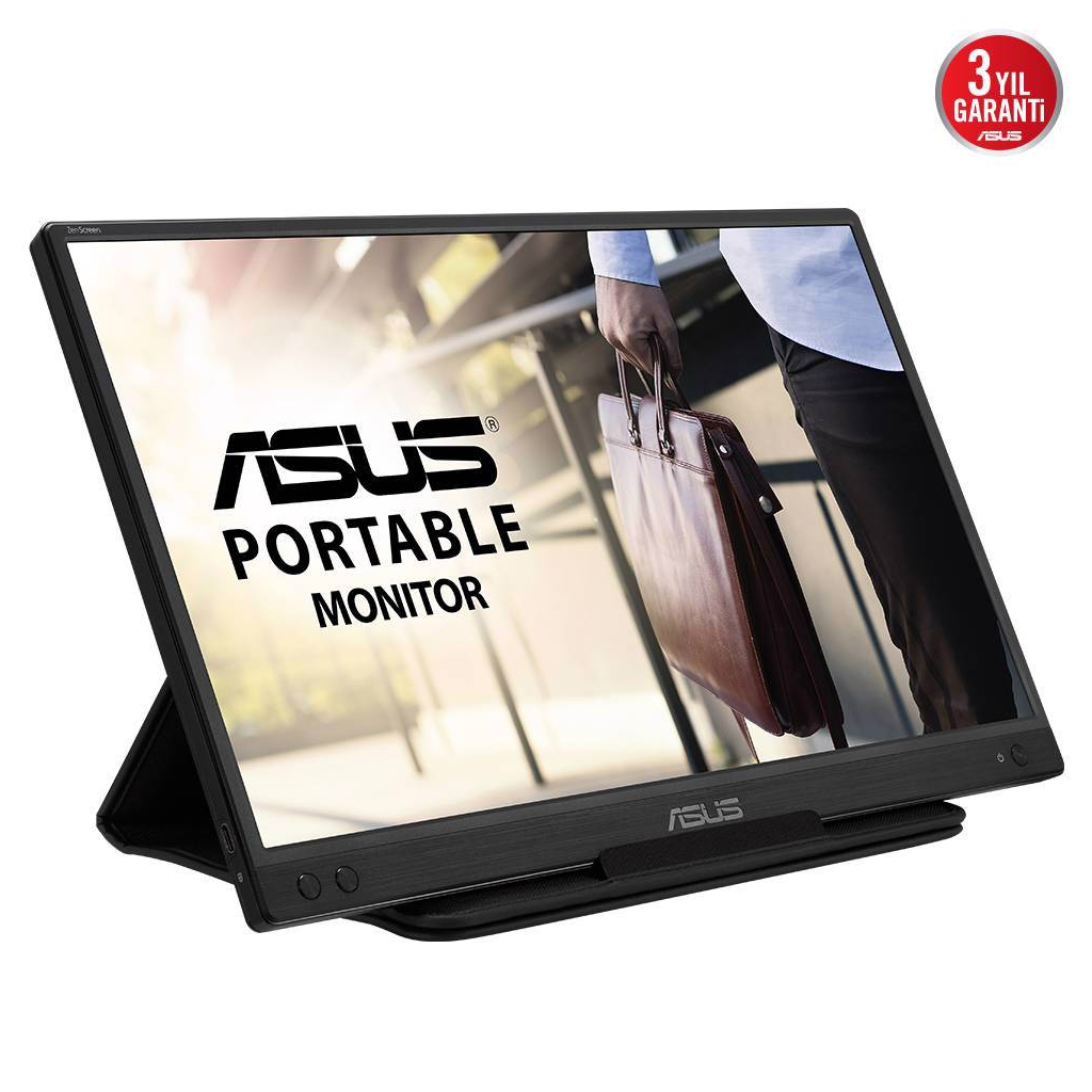 ASUS ZenScreen MB166C 15.6" 5ms, 60Hz, Full HD, USB-C, Düşük Mavi Işık, FreeSync, IPS Panel, Taşınabilir USB Monitör