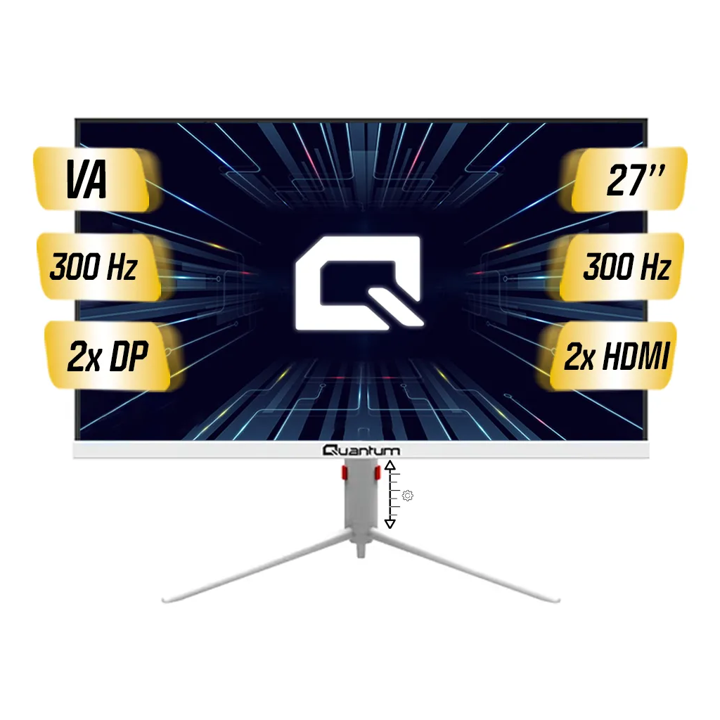 QUANTUM Pearl GAMING MG27W-A 27" 1ms, 300Hz, Full HD VA, DP, HDMI, Dahili Hoparlör, Yükseklik ayarlı, GAMING Monitör (Beyaz)