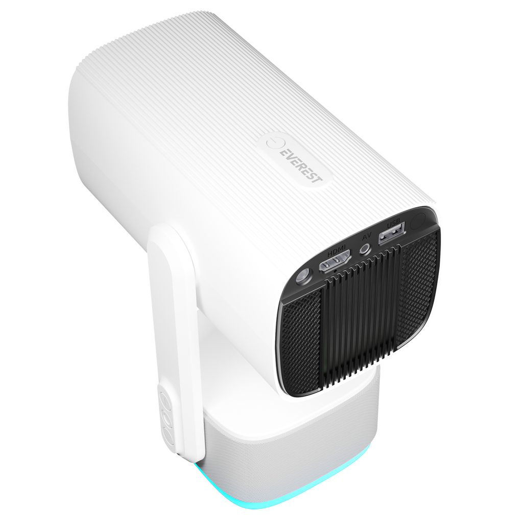 EVEREST PJ08, Beyaz, 150 LED Lümen, 1280x720, 1xHDMI, 1xUSB, WiFi, Bluetooth, 30.000 Saat Led Ömrü, 6W Speaker, 5200mAh Batarya, Taşınabilir, Android 11, 4K Destekli Projeksiyon Cihazı