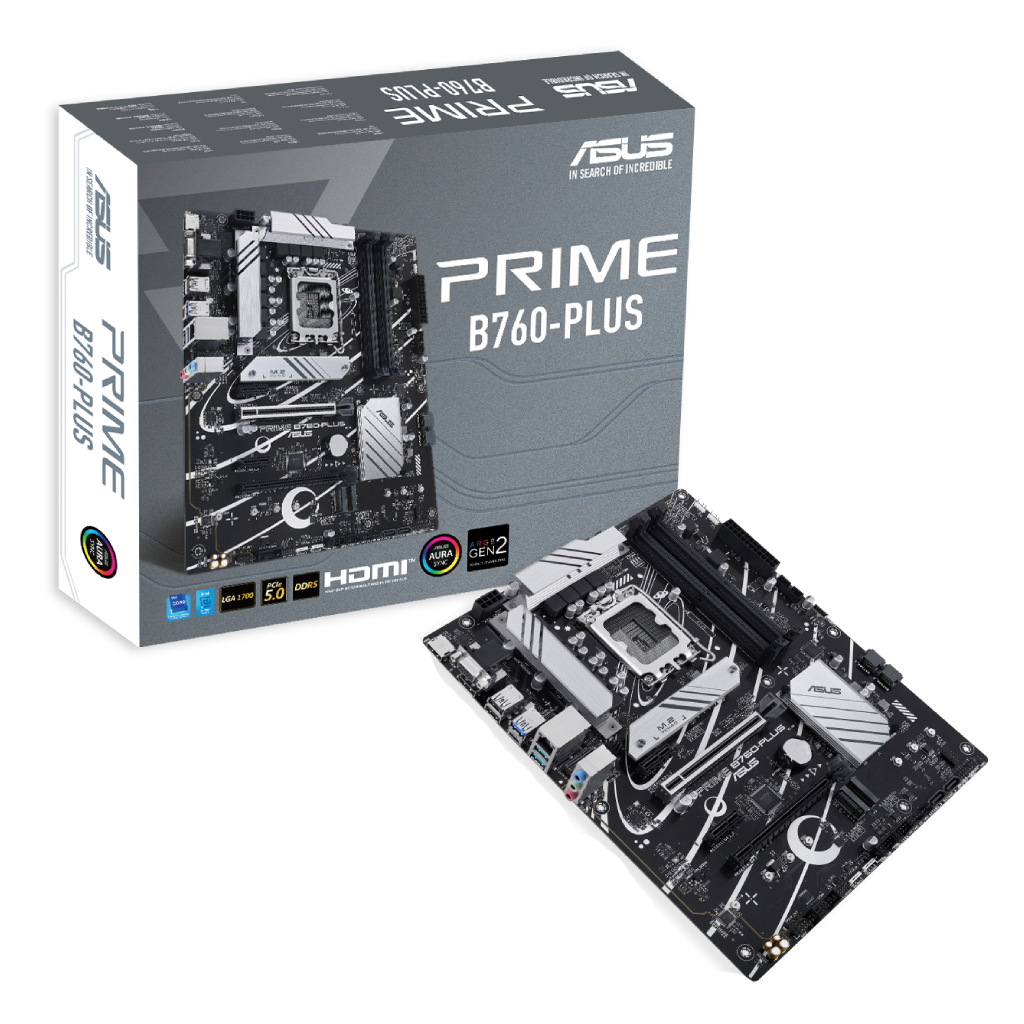 ASUS PRIME B760-PLUS, 4xDDR5, 3x M.2, D-SUB, HDMI, DP, Type-C, 12-13.Nesil, LGA1700 Soket, Anakart