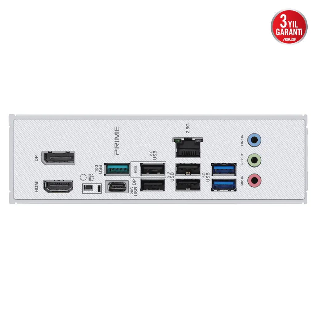 ASUS PRIME Z890-P, 7600MHz, 4xDDR5 4x M.2, HDMI, DP, Type-C, Intel Core Ultra CPU(Seri 2), LGA1851 Soket Anakart