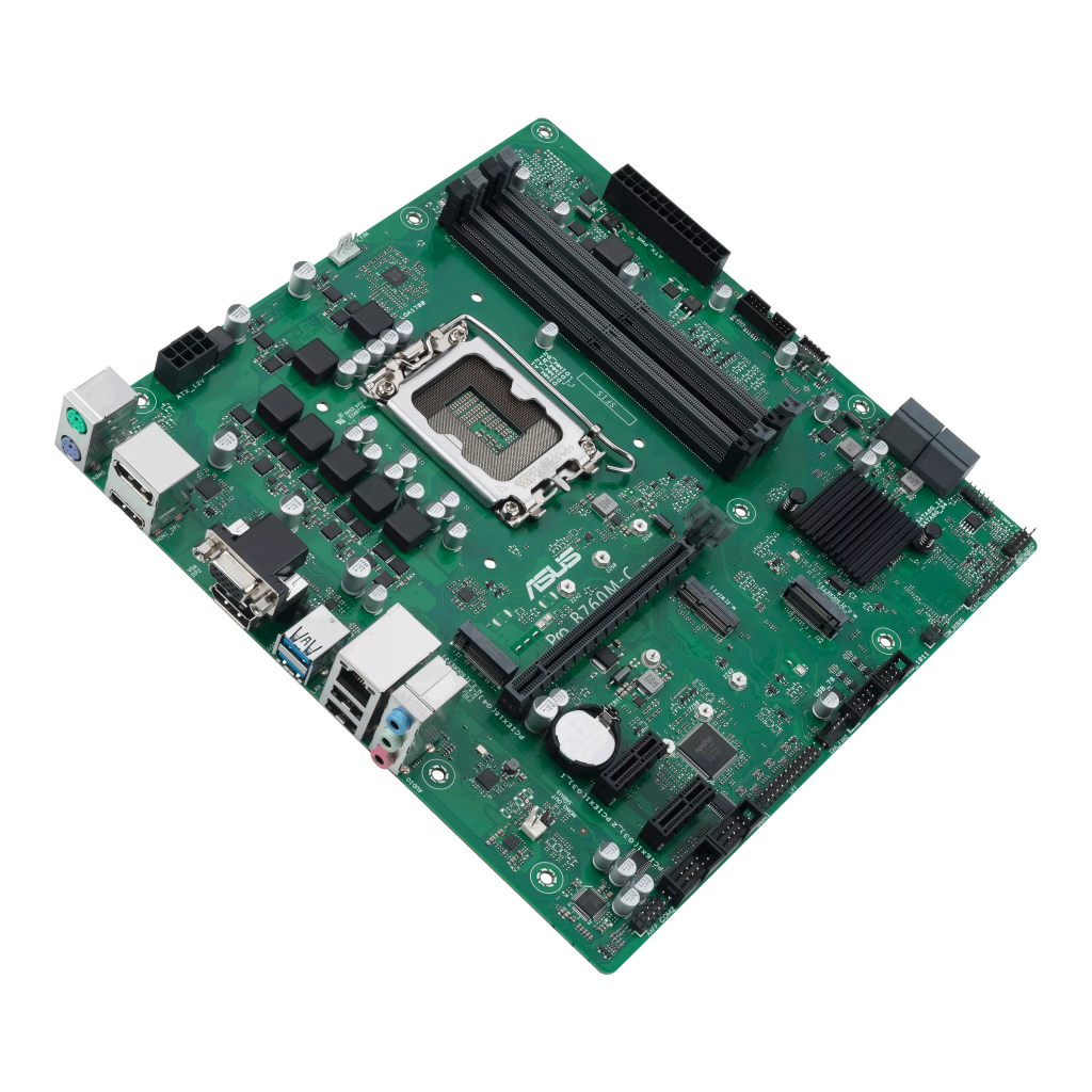 ASUS PRO B760M-C-CSM, 4xDDR5, 2x M.2, HDMI, DP, D-SUB, 12-13.Nesil, LGA1700 Soket, Anakart