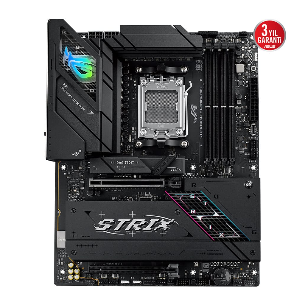 ASUS ROG STRIX B850-F GAMING WIFI, 4xDDR5, 4x M2, HDMI, DP, 2xType-C, Wi-Fi 7, Bluetooth v5.4, AMD Ryzen 9000 Serisi, AM5 Soket Anakart