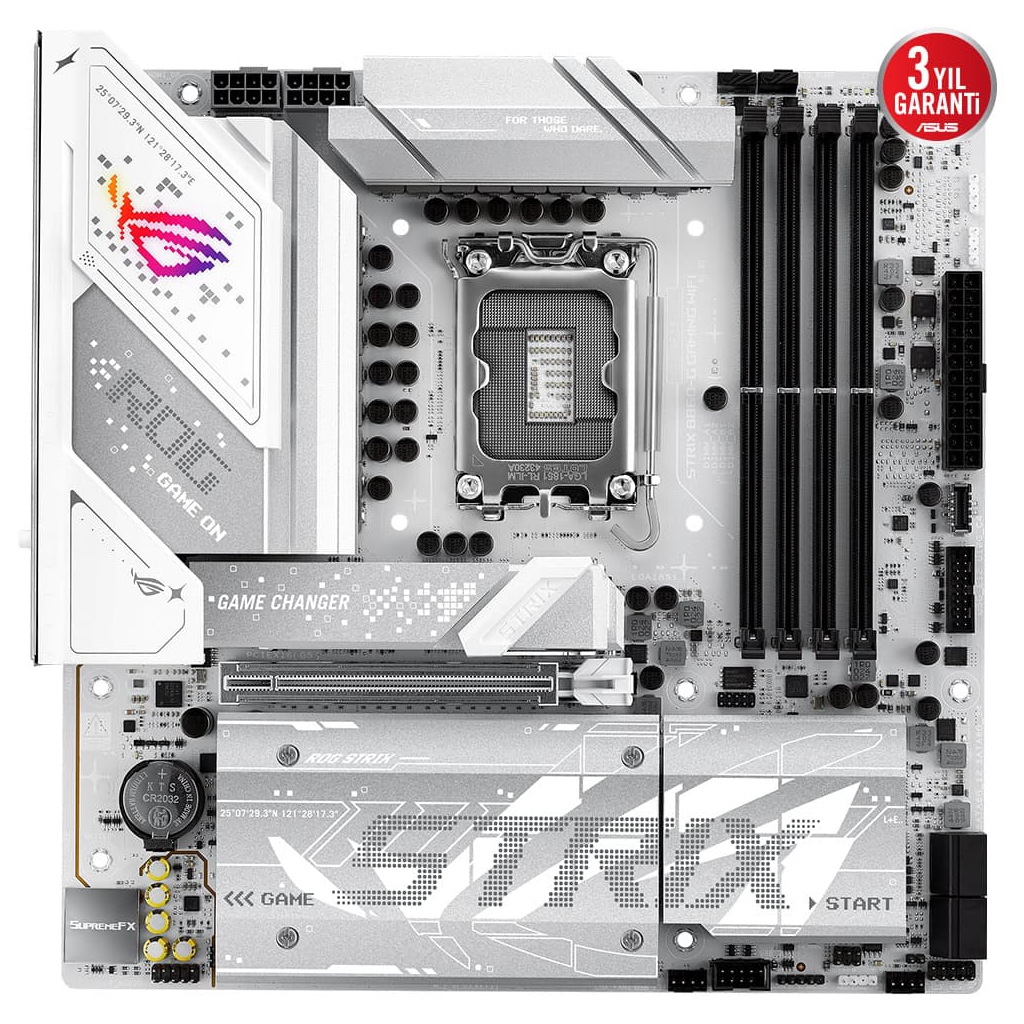 ASUS ROG STRIX B860-G GAMING WIFI, 4xDDR5, 4xM.2, HDMI, DP, Type-C, Wi-Fi 7, Bluetooth v5.4, Intel Core Ultra CPU(Seri 2), LGA1851 Soket, Gaming Anakart