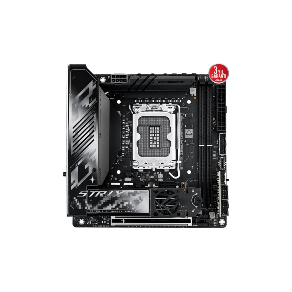ASUS ROG STRIX Z890-I GAMING WIFI, 2xDDR5, 2xM.2, HDMI, 2xThunderbolt, 2xType-C, Wi-Fi 7, Mini ITX, Intel Core Ultra CPU(Seri 2), LGA1851 Soket, Gaming Anakart