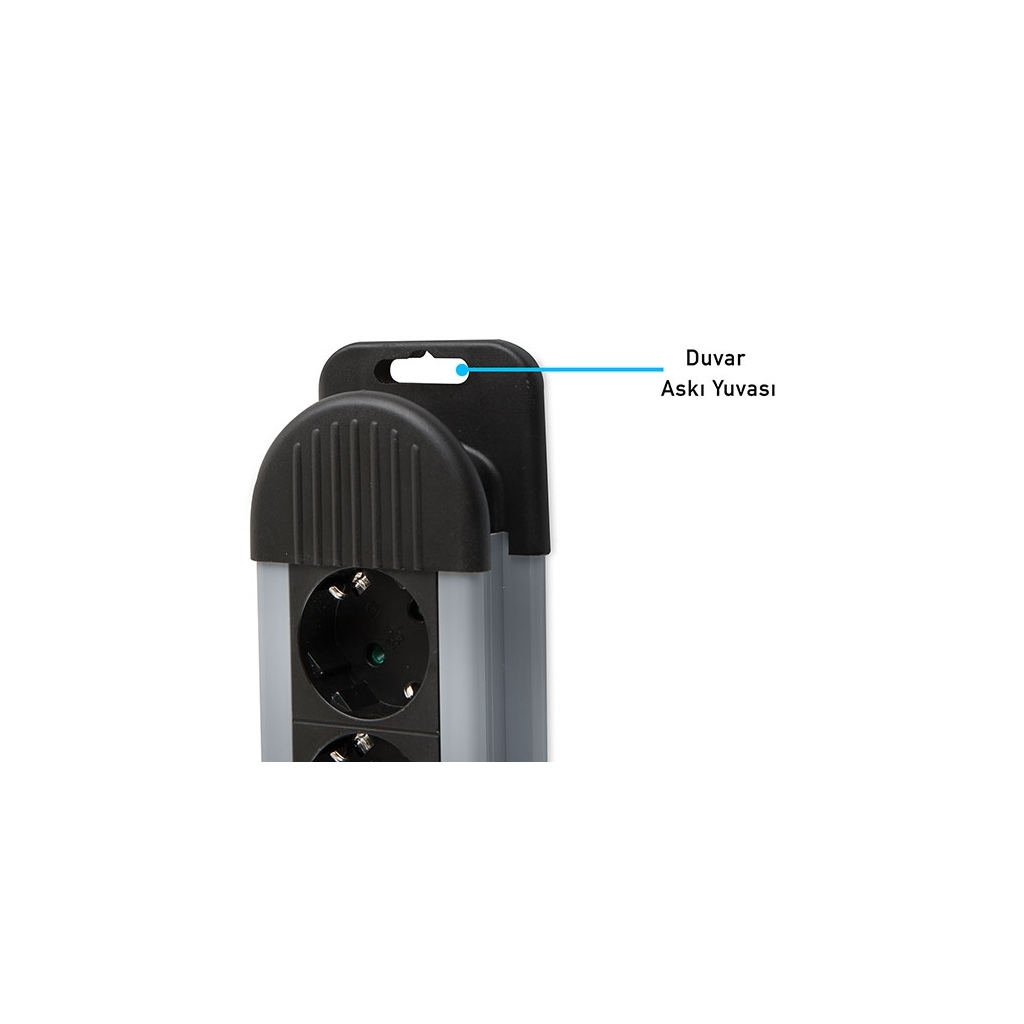 S-LINK Swapp SPGKS03, 3 Soket, Akım Korumalı Priz, 1.5Mt Kablo, 900 Joule (Gri) %100 Bakır