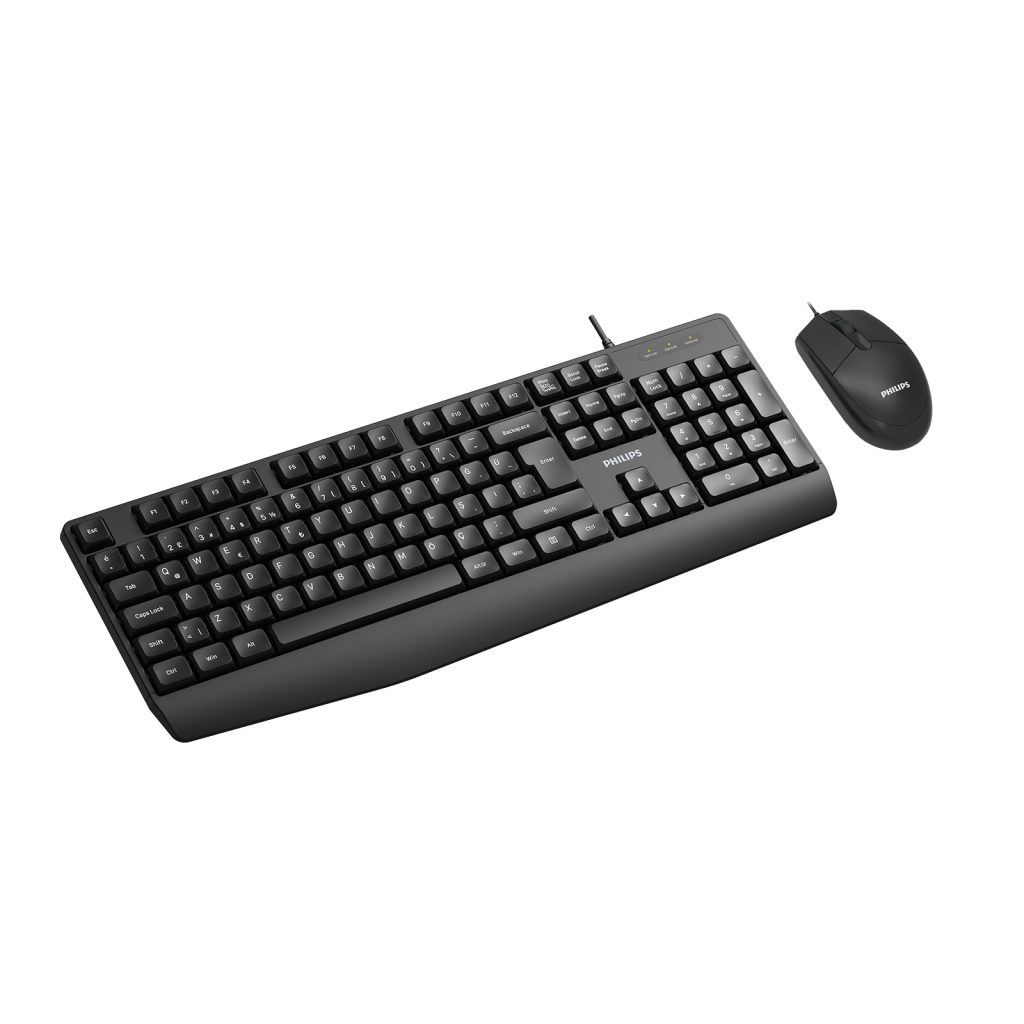 PHILIPS SPT6237B, Siyah, Türkçe Q, USB Kablolu, Klavye Mouse Set