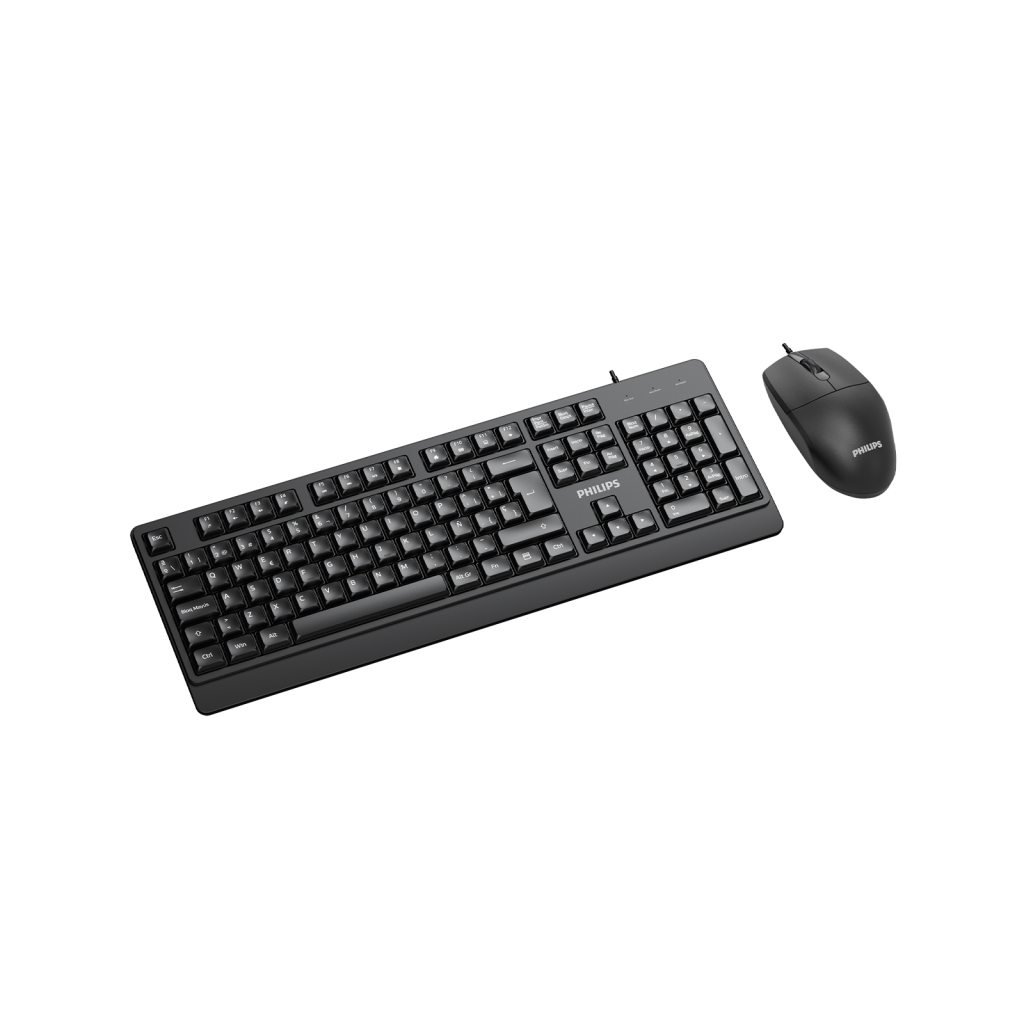 PHILIPS SPT6247B, Siyah, Türkçe Q, USB Kablolu, Multimedya Klavye Mouse Set