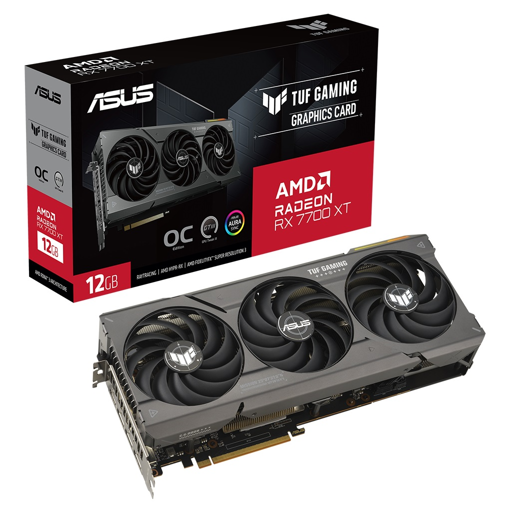 ASUS TUF-RX7700XT-O12-GAMING, 12Gb, 192Bit, GDDR6, 1xHDMI, 3xDP, GAMING Ekran Kartı