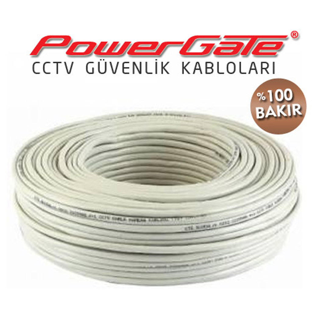 PowerGate VIA 87mt, 2+1 (2x0,22+0,22) %100 Bakır, CCTV Güvenlik Kablosu