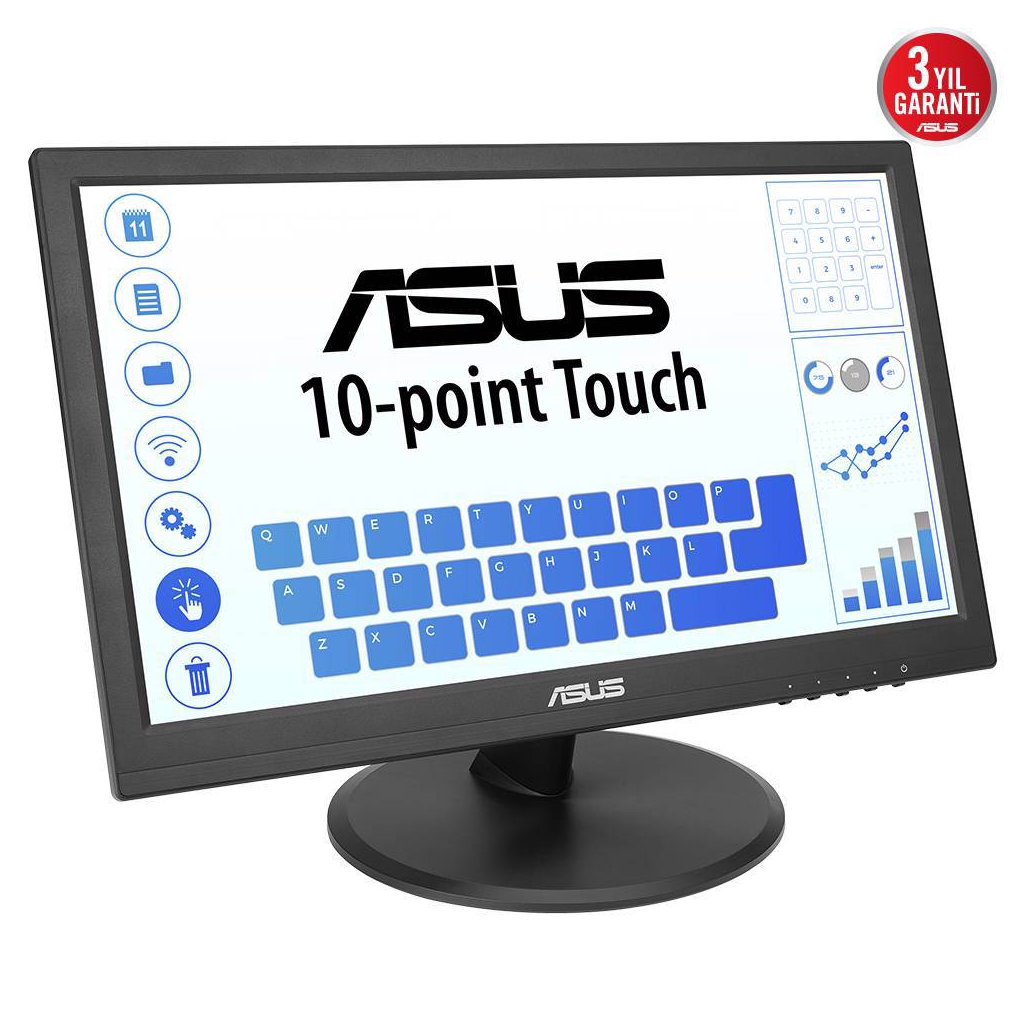 ASUS VT168HR 15.6" 5ms, 60Hz, Dokunmatik, HDMI, D-Sub, Düşük Mavi Işık, FreeSync, TN Panel Monitör