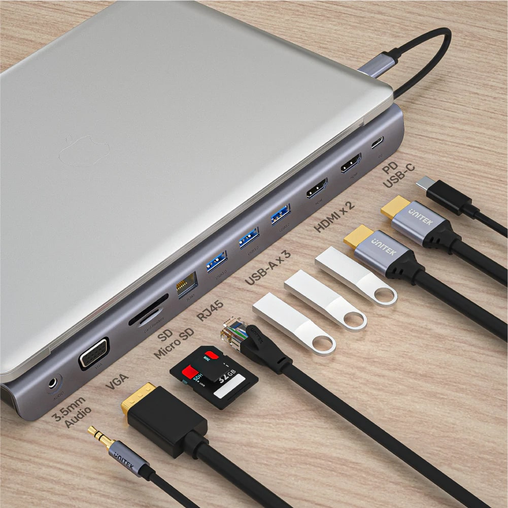 UNITEK USB-C 11in1 UNIVERSAL DOCKING STATION MST DESTEKLİ  (D1022B)