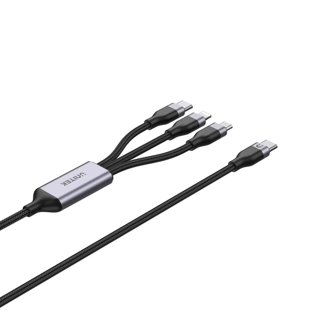 UNITEK TYPE-C 3in1 HIZLI ŞARJ KABLOSU 1.5MT 20W MICRO USB, TYPE-C, LIGHTNING (C14101AGY01-1.5M)