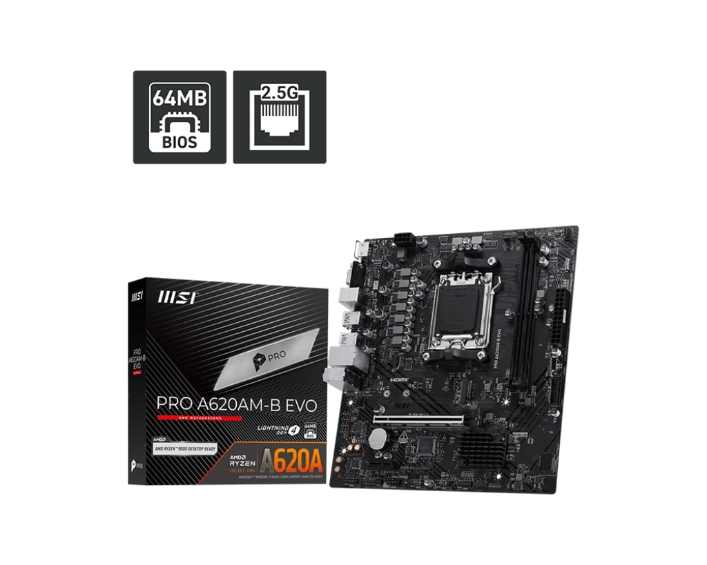 MSI PRO A620AM-B EVO AM5 DDR5 6800(OC) ANAKART