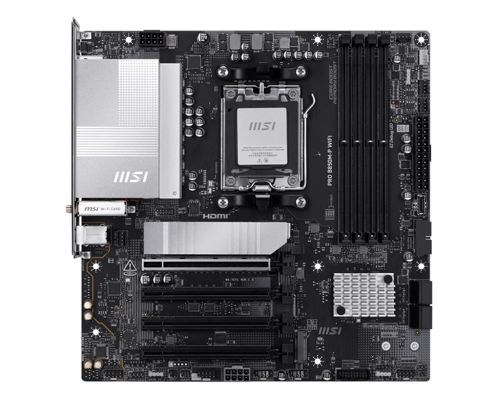 MSI PRO B850M-P WIFI DDR5 AM5 8200MHZ(OC) HDMI DP 3X M.2 USB 10GBS 5G LAN WI-FI 7 MATX
